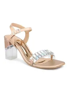 Inc.5 Women Rose Gold Embellished Block Heels