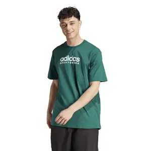 Adidas Men's Geometric Loose Fit T-Shirt (IJ9434_CGREEN