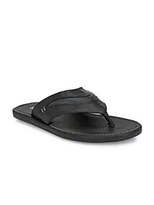 Shences Black Faux Leather Sandals for Mens (TRM3003BLACK_10)