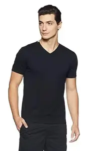 Generic Black Men Half Sleeve V-Neck T-Shirt 26 (L)