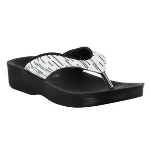 AEROWALK Stylish Fashion Slipper for Women | Comfortable| Lightweight | Anti Skid | Casual Office Footwear (0823_WHITE_39)