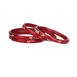 Afast Designer Fancy Party Glass Bangle Cum Kada Set Of 4 Decorative With Colorful Beads & Stone (With Safety Cum Gift Box) BN-17