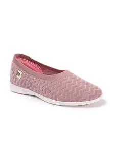 Carlton London Women Pink Comfortable Lightweight Knitted Mesh Slip on Comfortable Casual Flat Ballerina Shoes (40)