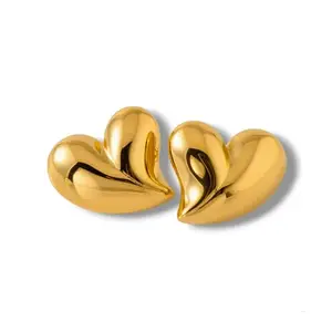 OOPS MODERN Heart Shaped Drop Dangle Earrings Set for Women and Girls | Celebrity Inspired Trendy Latest Stylish Gold Plated Earrings Set Of 1 (Golden cubeheart)