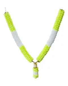 New Handmade Artificial White and Light Green (18 inh) Mala for God Frame and Love someone also multi Purpose use Pack of 01
