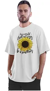 ALLEN BLACK Oversized T-Shirt in A World Full of Roses Be A Sunflower Men's Women's Unise 100% Cotton White_QUSUNUNQ-White L Oversized_
