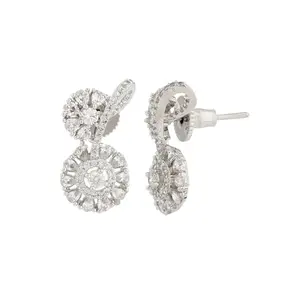 VOYLLA Sparkling Elegance Divyana Twin American Diamond Stud Earrings For Women|Womens Gift|Rakshabandhan Gift|For Sister|For Her