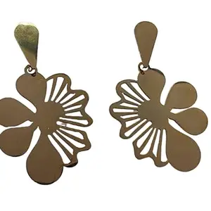Floral Dangle Earrings, Gold-Tone Metal, Anti-Tarnish Finish