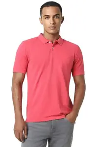 Peter England Men's Regular Fit Polo Shirt (PEKWORGF242366_Pink