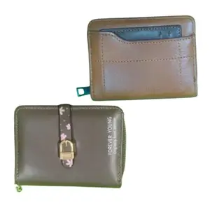 Women’s Leather Wallet ǀ Easy to Hold in Hand ǀ Compact Card Slot ǀ Coin Pocket with Smooth Zip Long Currency Compartment with Button ǀ Extra Space in Front ǀ Pack of 2 Wallet ǀ RFID Protection