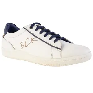 Buckaroo Adults-Men Rock New Leather Denim Classic Shoes Lace up White,UK 6