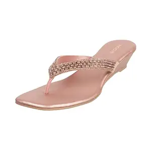 Mochi Women Rose Gold Ethinc Fashion Sandal Slip-On Uk/6 Eu/39 (35-4992), Pink,Gold