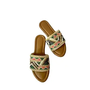 ROSH Womens Ethnic Flats Slippers | Casual Party & Office Wear Fashion Sandal | Ladies Slides | Stylish footwear for Girls (6)