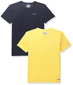Charged Active-001 Camo Jacquard Round Neck Sports T-Shirt Navy Size 2Xl And Pulse-006 Checker Knitt Round Neck Sports T-Shirt Yellow Size 2Xl