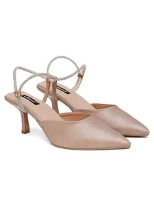 SHERRIF Women's Beige Color Stiletto Heel Pumps (SF-4482-N-Beige-34)