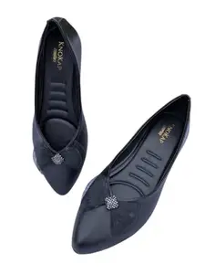 KNOKAP Women's Slip-On Light-Weight & Comfortable Casual Ballerinas | Semi-Formals, Smart-Casual, Travel & Shopping, Office Bellies | Soft Cushioned Footbed with Anti-Skid Outsole | Black