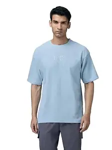 TECHNOSPORT Men Polyester Oversized Striped Crew Neck Half Sleeve T-Shirt with Technocool+, Quick Dry for Gym, Sports and Regular Use