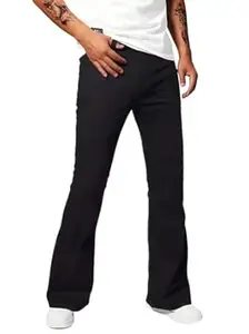 Ben Martin Men’s Bell Bottom Jeans || Bootcut Denim Pants || Wide Leg Flared Jeans for Men || High Waist Stretchable Retro Fit || Cotton Jeans for College Casual (1)