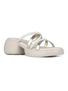 Inc.5 Womens Beige Party Wear Striped Round Toe Block Heel Sandals