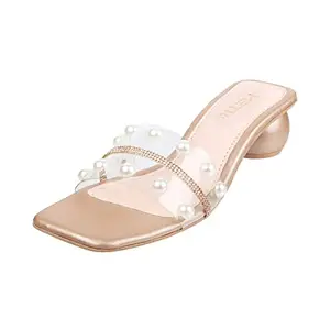 Metro Women Fashion Trendy Heel Slip-on Rose Gold UK/3 EU/36 (40-74)