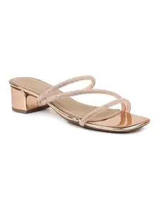 Inc.5 Womens Rose Gold Ethnic Strappy Open toe Block Heel Sandals