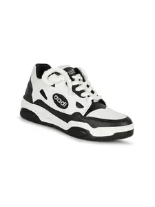 AADI Men's Black & White Synthetic Leather Comfortable Lightweight Outdoor Casual Shoes