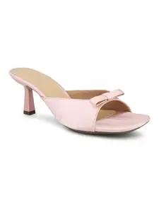 Inc.5 Women Peach Textured Peep Toes Slim Heels