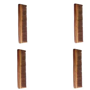G Krishna Naturals Hair Brushes Wooden Neem Comb for Women & Men | Durable Long Lasting Wood Kangi for Natural Hair Growth (Pack of 4)(GKN4-006)