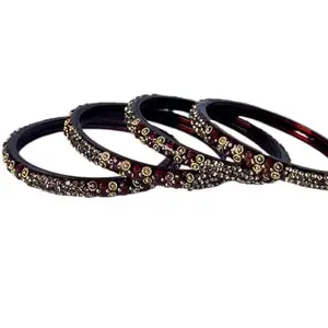 Karaavi Exquisite Glass Bangle Kada Set Elevate Your Style With Stunning Designs Perfect For Every Occasion, Pack Of 4 -A119