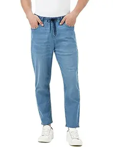 INKD Men's Jogger Jeans - Mid-Rise | Cotton Blend | Stretchable Fabric| Elasticated Waistband | Classic 5 Pocket Styling | Jeans for Men | Men's Bottomwear (Available in Plus Sizes)
