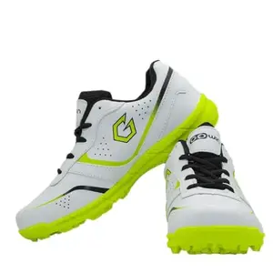 Gowin Academy White/Green Cricket Shoes Size-3 with TR-666-R Cricket Leather Ball Alum Tanned Red