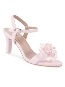 Shuz Touch Pink Flower Embelished heels | Size : 4