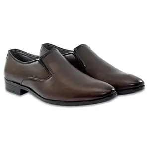 EL ADOR Black Classy Synthetic Slipon Formal Shoes (Brown, Numeric_6)