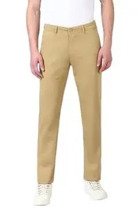Peter England Men's Straight Fit Mid Rise Chino Casual Trouser with Premium Dobby