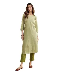 Fabindia Green Cotton Long Kurta