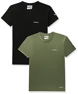 Charged Endure-003 Chameleon Spandex Knit Round Neck Sports T-Shirt Black Size Small And Charged Energy-004 Interlock Knit Hexagon Emboss Round Neck Sports T-Shirt Grape-Green Size Small