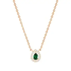 MINUTIAE Women & Girls Rose Gold-Toned Crystals Studded Teardrop Shaped Shaped Pendant Necklace_MNT0478GR_RG