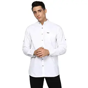 Urbano Fashion Men's Solid Slim Fit Shirt (shirtsolchi-fullplc-whi-38_White