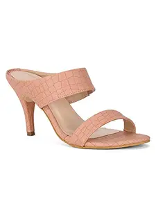 Bruno Manetti Women's Nude slipon heels back strap woven Sandals