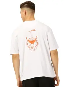 Thomas Scott Men White Oversized Fit Graphic Printed Tshirt (TSK015A_White,S)