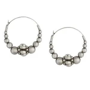 Accessher Traditional Silver Plated Hoop Earrings For Women & Girls | Delicate Formal Earrings