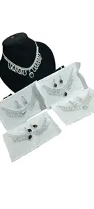 Green Diamond Jewellery/Necklace Set with Earrings for and Girls Women | Ideal for Party, Wedding and Festive Occasionand Special Occasions