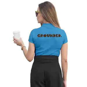 FIGHTERHERO Women's Blue Polo T-Shirt | Cotton Rich | Wrinkle-Resistant | Colors Dont Fade | Regular Fit | Size S-34 | Grounded Design