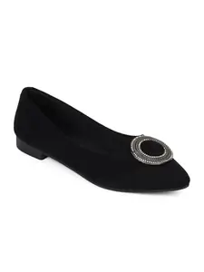 ELLE Women Ballet Flat,Black,UK-8