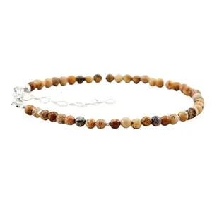 Gems_Hub Silver Plated Bracelet with Multicolor Faceted Picture Jasper Beads – Round 3mm – For Men & Women|FIZA_LINK_05408