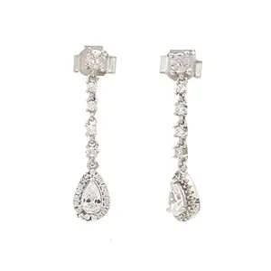 Ornate Jewels 925 Sterling Silver Pear AAA Grade American Diamond Solitaire Teardrop Dangle Earrings for Women and Girls Wife Birthday Gift