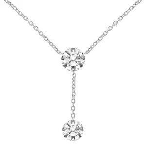 Peora Silver Plated Cubic Zirconia Studded Pendant Style Necklace Embellished Fashion Jewellery for Women