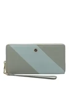 Da Milano Genuine Leather Grey Zip Around Women Wallet (10190OL)