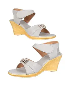 WalkTrendy Womens Synthetic Grey Sandals With Heels - 8 UK (Wtwhs475_Grey_41)