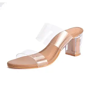 Jking Women Transparent Heels Beige Fashion Sandals-4 UK
